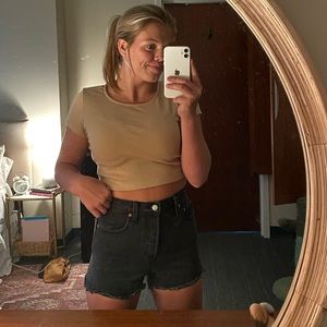 Levi’s Black Denim Ribcage Shorts